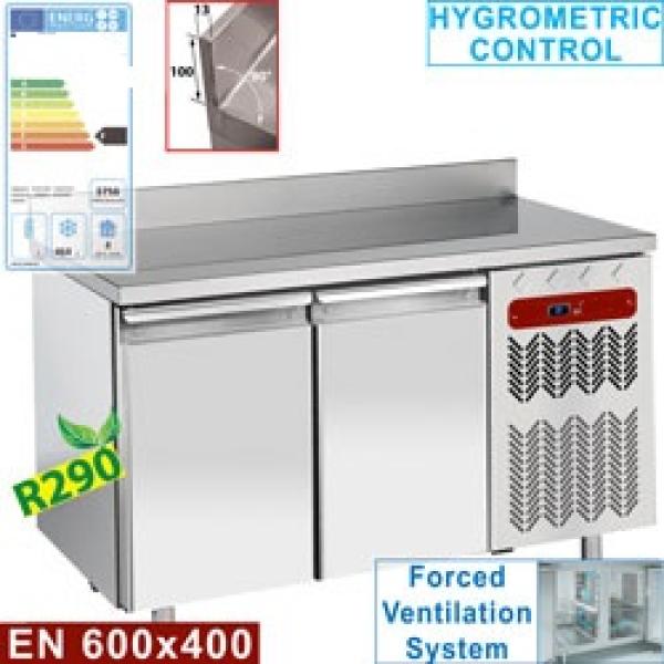 TP2B/HA-R2 (25) Konditorei-Bäckerei TK Tiefkühltisch mit Aufkantung, Umluft, 2 Türen EN 600x400, 345 Liter